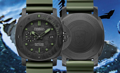 沛納海2019年有兩款Carbotech錶殼的Militare軍風潛水錶底蓋上的圖案代表什麼意義
