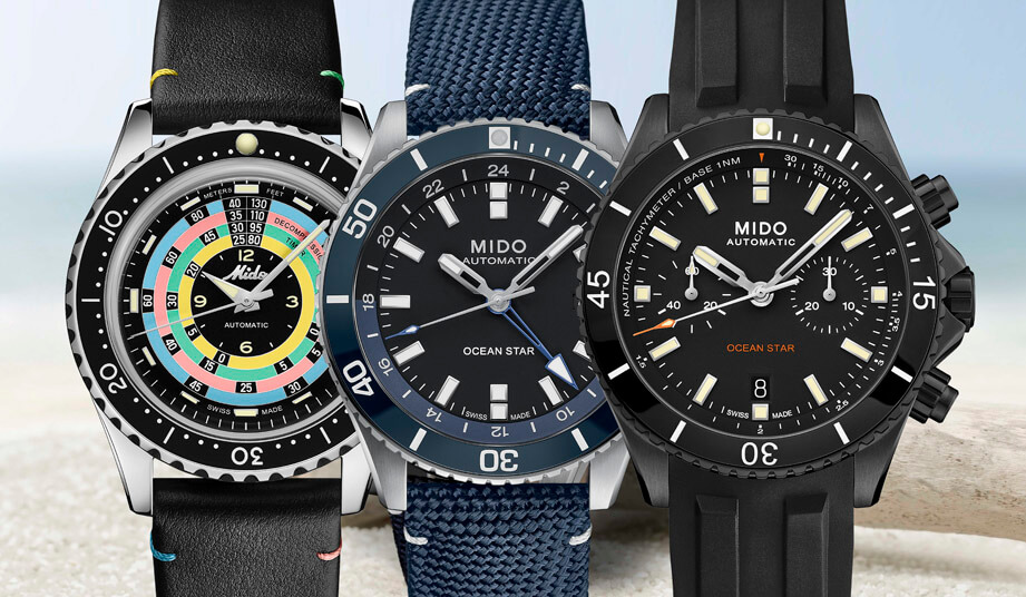 美度Ocean Star海洋之星一次發表兩地時間、計時和復刻等三款潛水錶新作
