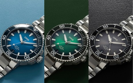 ORIS十年保固水鬼新增錶徑改小的綠、藍、灰面三款