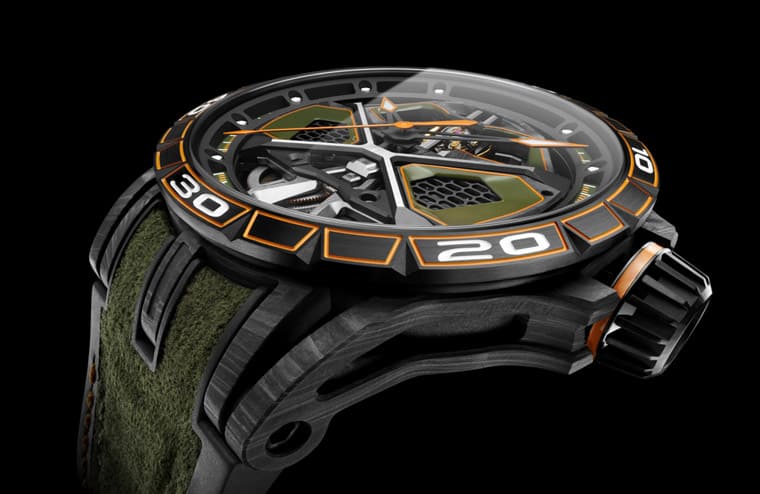 充满蓝宝坚尼Huracán赛车风格的罗杰杜彼Excalibur Spider手表插图2