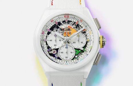 真力時DEFY 21計時錶以白陶瓷殼烘托彩虹時標創意