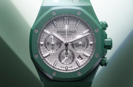 “綠陶瓷+銀色棋盤面” 今日最美的一支AP皇家橡樹計時碼錶  