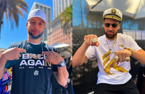 NBA勇士隊冠軍遊行“浪花兄弟”Curry和K湯大秀話題神錶