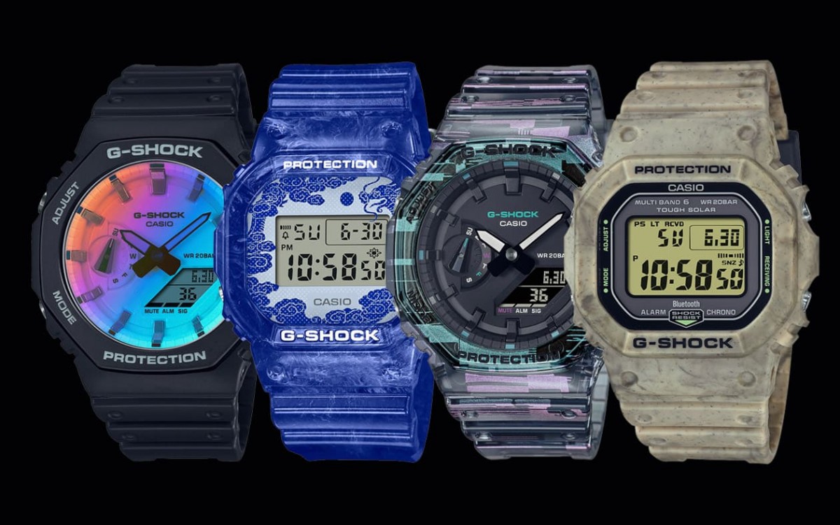 G-SHOCK经典DW5600、人气农家橡树等款式同步发表彩虹偏光、青花瓷、数位杂讯与荒漠沙地等主题新作