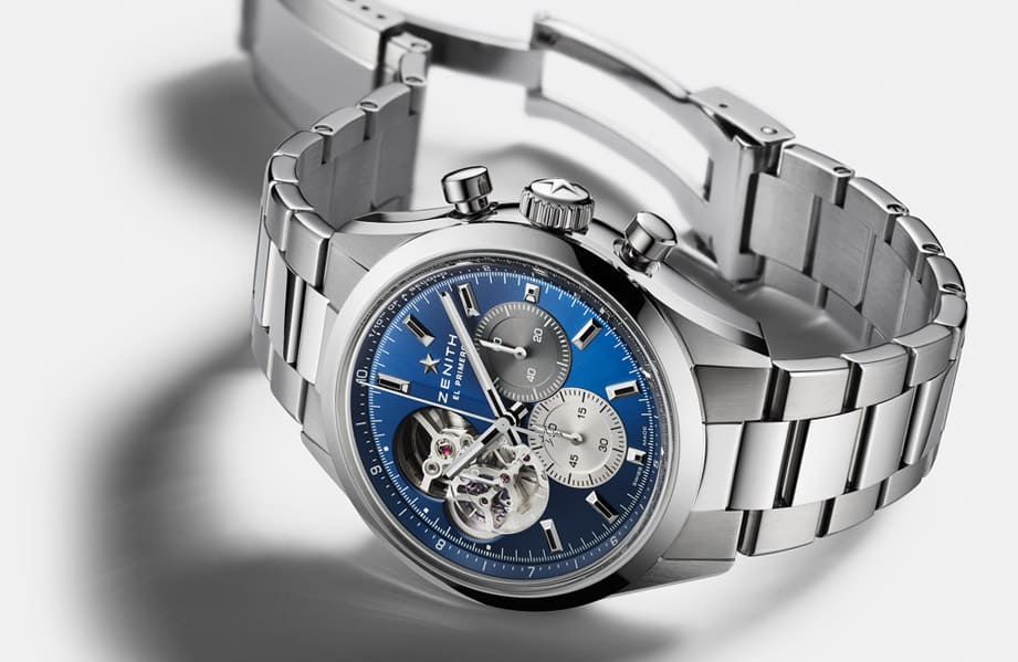 真力時Chronomaster鏤空計時錶新增專賣店限定獨賣藍色面盤款式