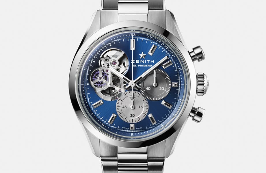 真力时Chronomaster镂空计时表新增专卖店限定独卖蓝色面盘款式