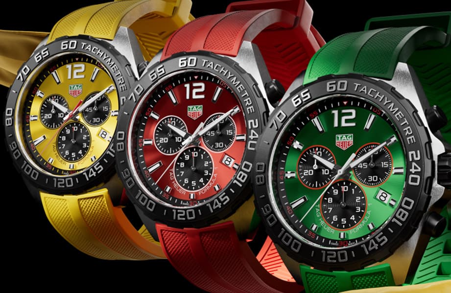 泰格豪雅Formula 1 F1系列以鮮豔顏色賦予石英計時碼錶賽車動感