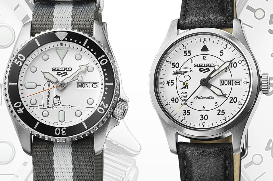 SEIKO 5 Sports系列與《Peanuts》漫畫聯名將史努比圖案擺上面盤