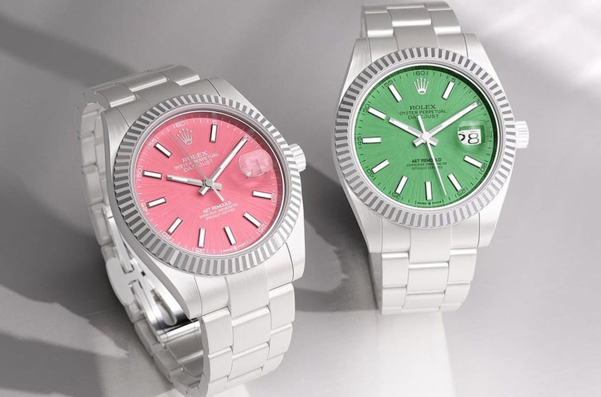 融入都會印象的勞力士白陶瓷Datejust 「一粉一綠分別代表這二個城市」