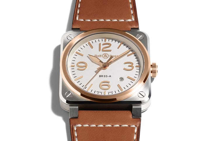 BELL & ROSS BR 03以不鏽鋼搭玫瑰金雙色組合詮釋復古高雅氣質