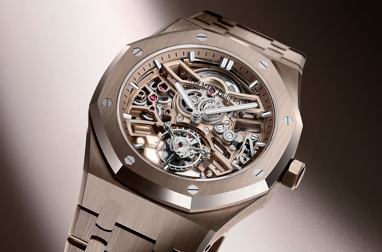 愛彼AP皇家橡樹鏤空飛行陀飛輪以獨家「沙金」震撼眾人眼界