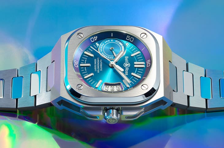BELL & ROSS BR-X5日期錶換上面盤顏色會不斷變化的虹彩設計引人注意