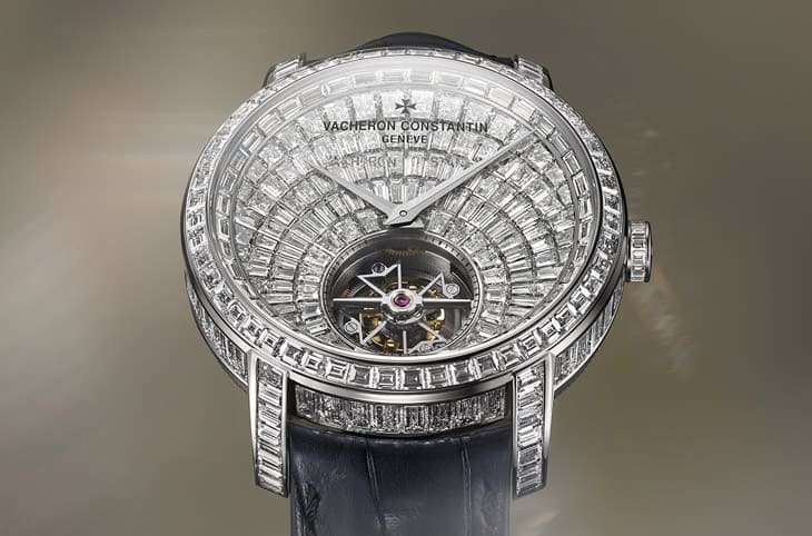 江詩丹頓Traditionnelle陀飛輪用「隱形鑲嵌」工藝鑲出具放射感的華麗鑽石裝飾