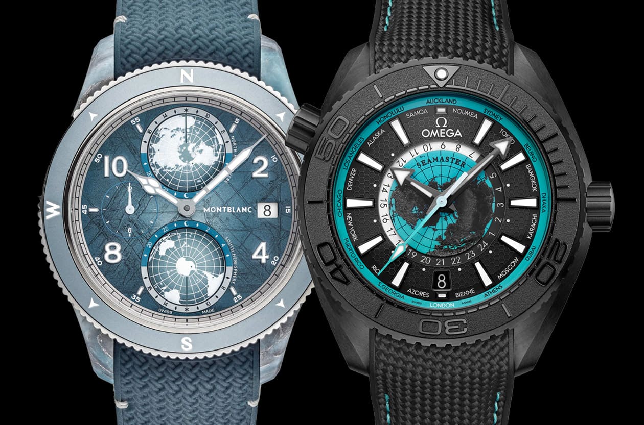 高级世界时区表的材质新战场 万宝龙1858与欧米茄海马PO比较