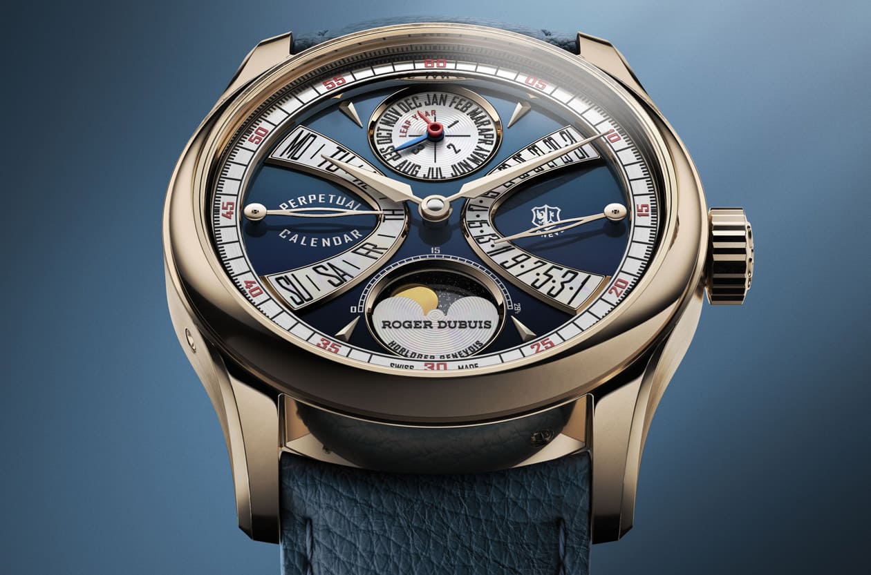 致敬羅杰杜彼先生 日內瓦印記雙逆跳玫瑰金萬年曆優雅經典回歸