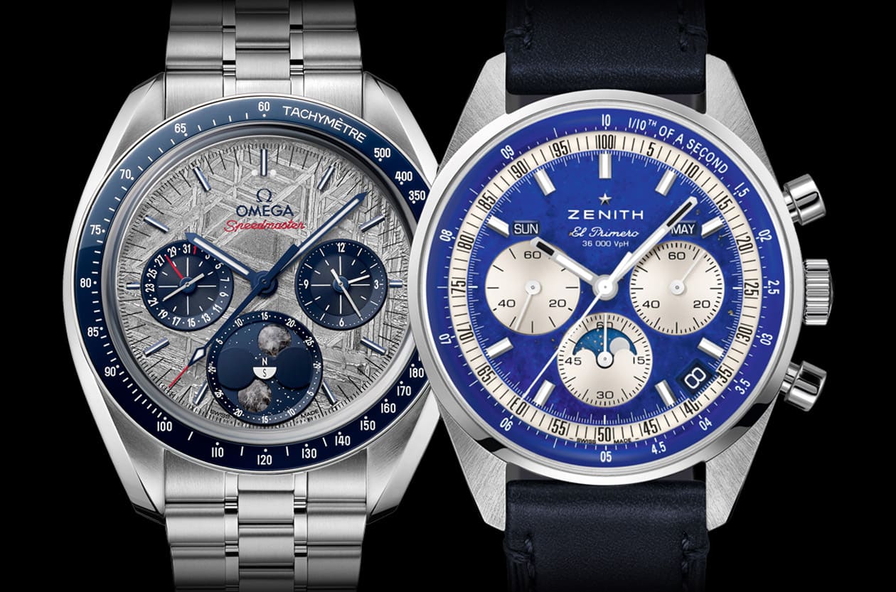 歐米茄「隕石月相」PK真力時「青金石全日曆」！高級月相計時碼錶評比