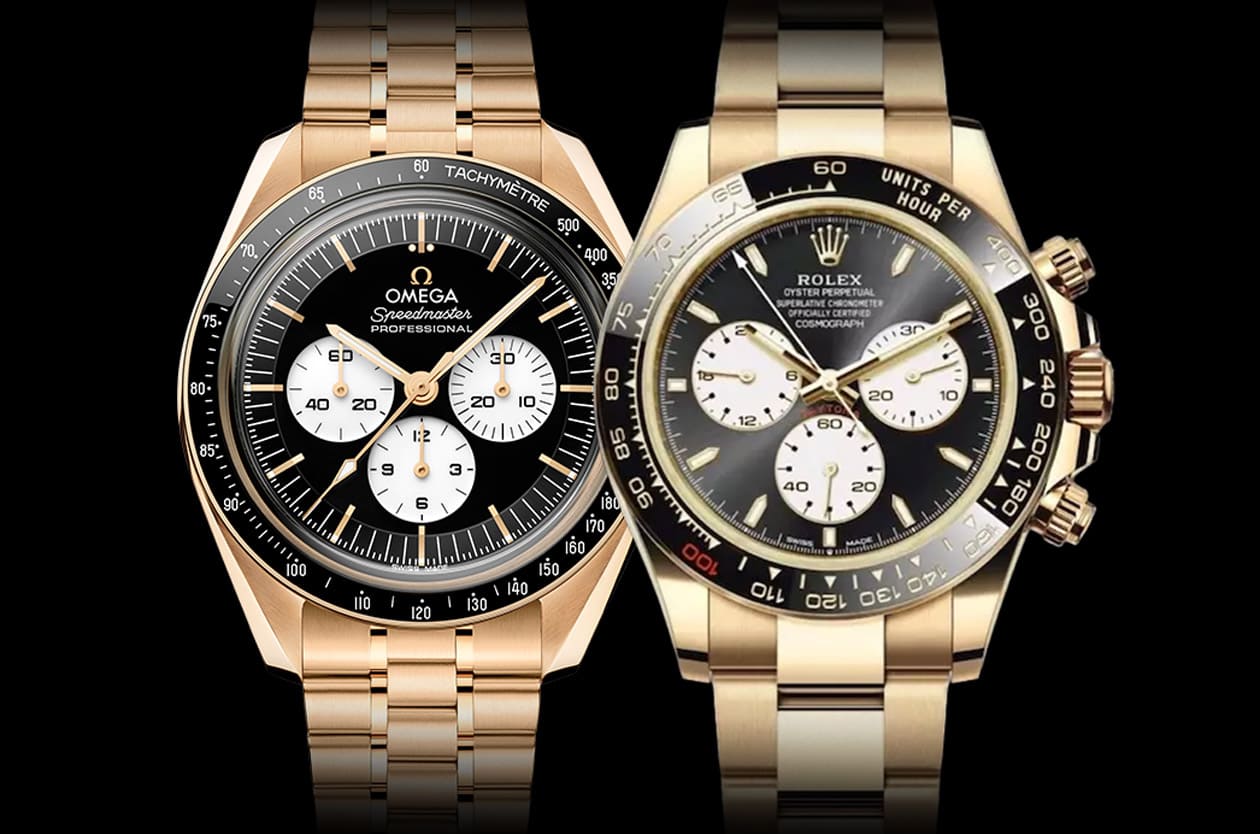 黃金反熊貓面雙雄對決：勞力士利曼Daytona 126528LN迎戰歐米茄超霸登月錶