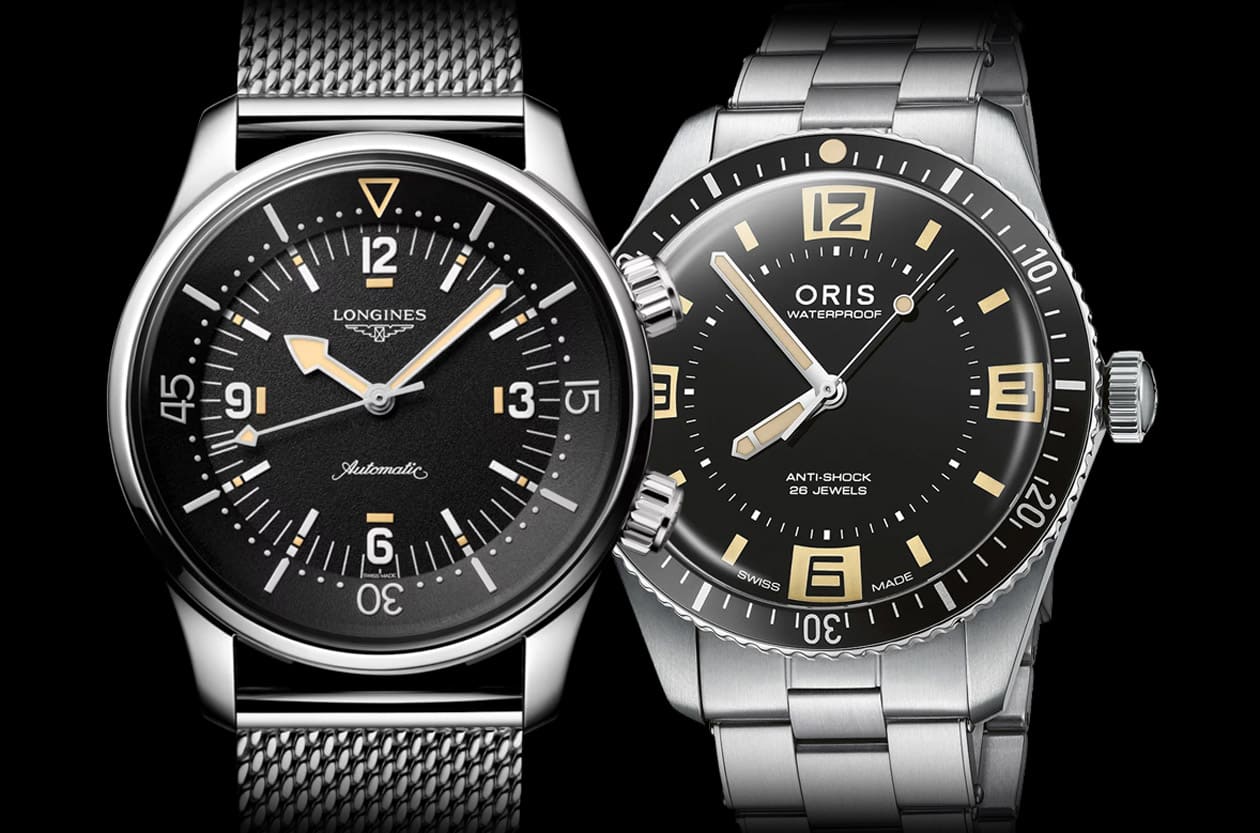 告別現代繁複 浪琴表Legend Diver與ORIS Divers Sixty-Five復刻對決，回歸最純粹對稱美的無日期潛水錶