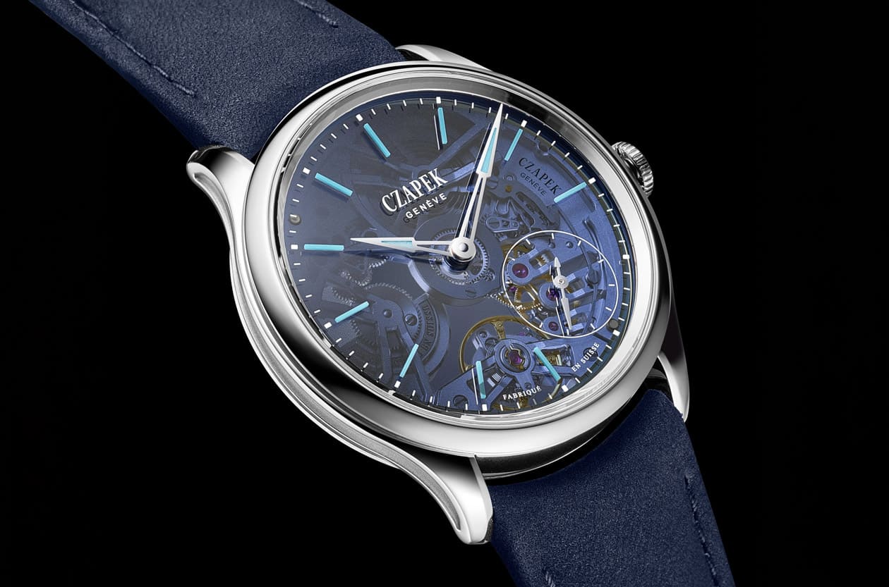 若隐若现的顶级工艺 CZAPEK Promenade Aqua Blue限量表新开发3D夜光时标、双面手工打磨美得不像话